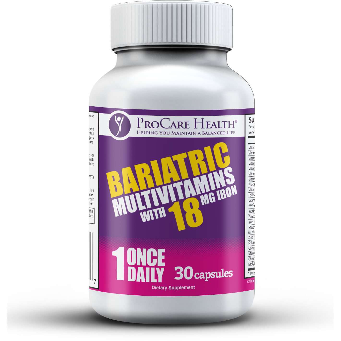 ProCare Health - Bariatric Multivitamin Capsule - 18mg Iron - 1 Once Daily - 30ct Bottle - Vitamins & Minerals - Nashua Nutrition