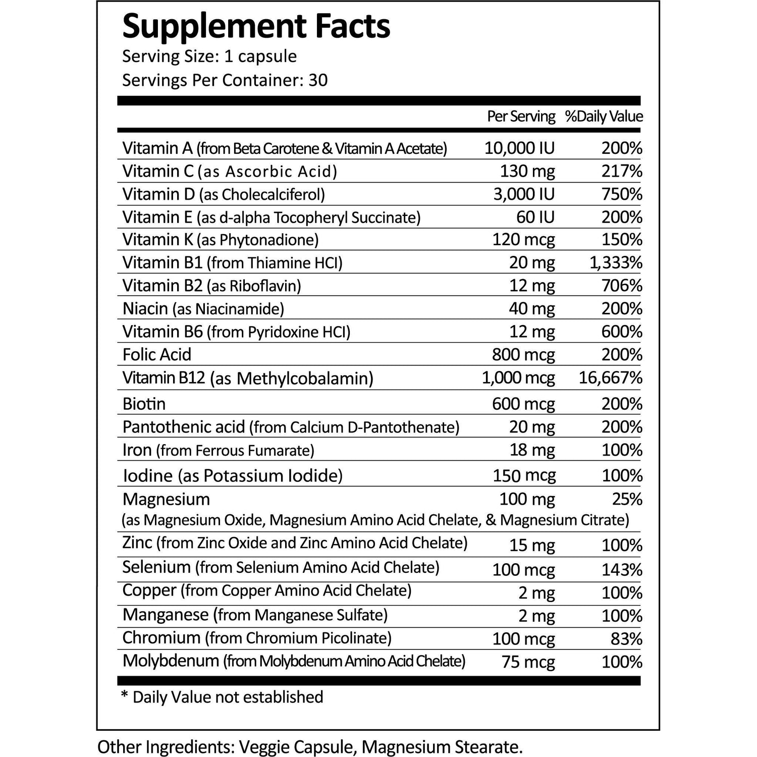 ProCare Health - Bariatric Multivitamin Capsule - 18mg Iron - 1 Once Daily - 30ct Bottle - Vitamins & Minerals - Nashua Nutrition