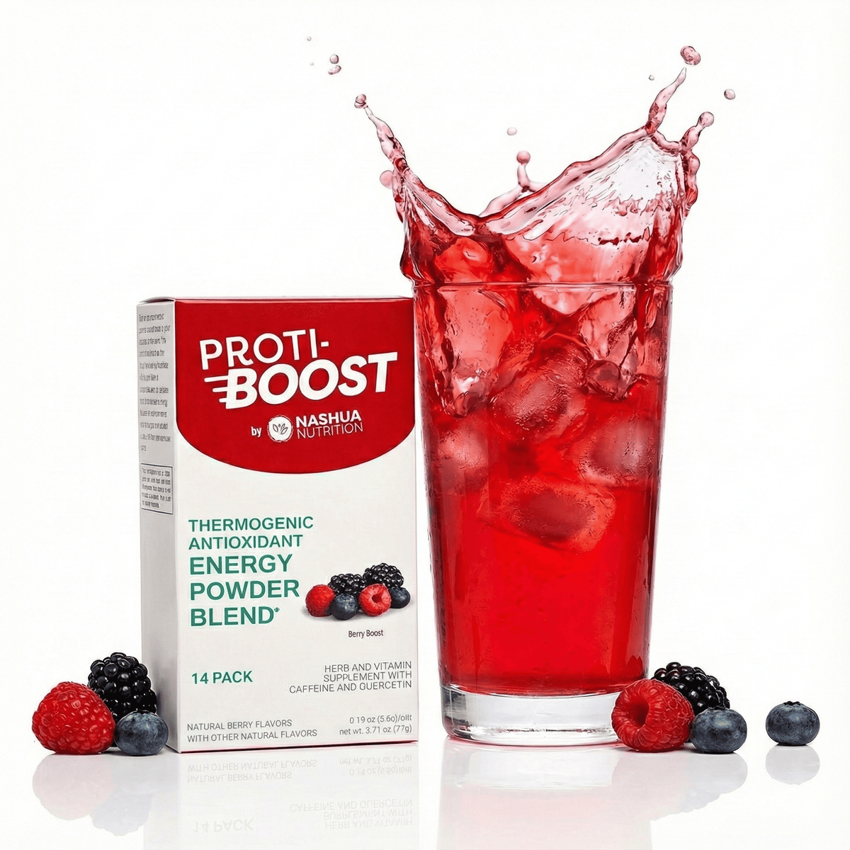 Proti-Boost Thermogenic Antioxidant Energy Drink Mix – Berry Blast Flavor – 14 Pack Box - Nashua Nutrition