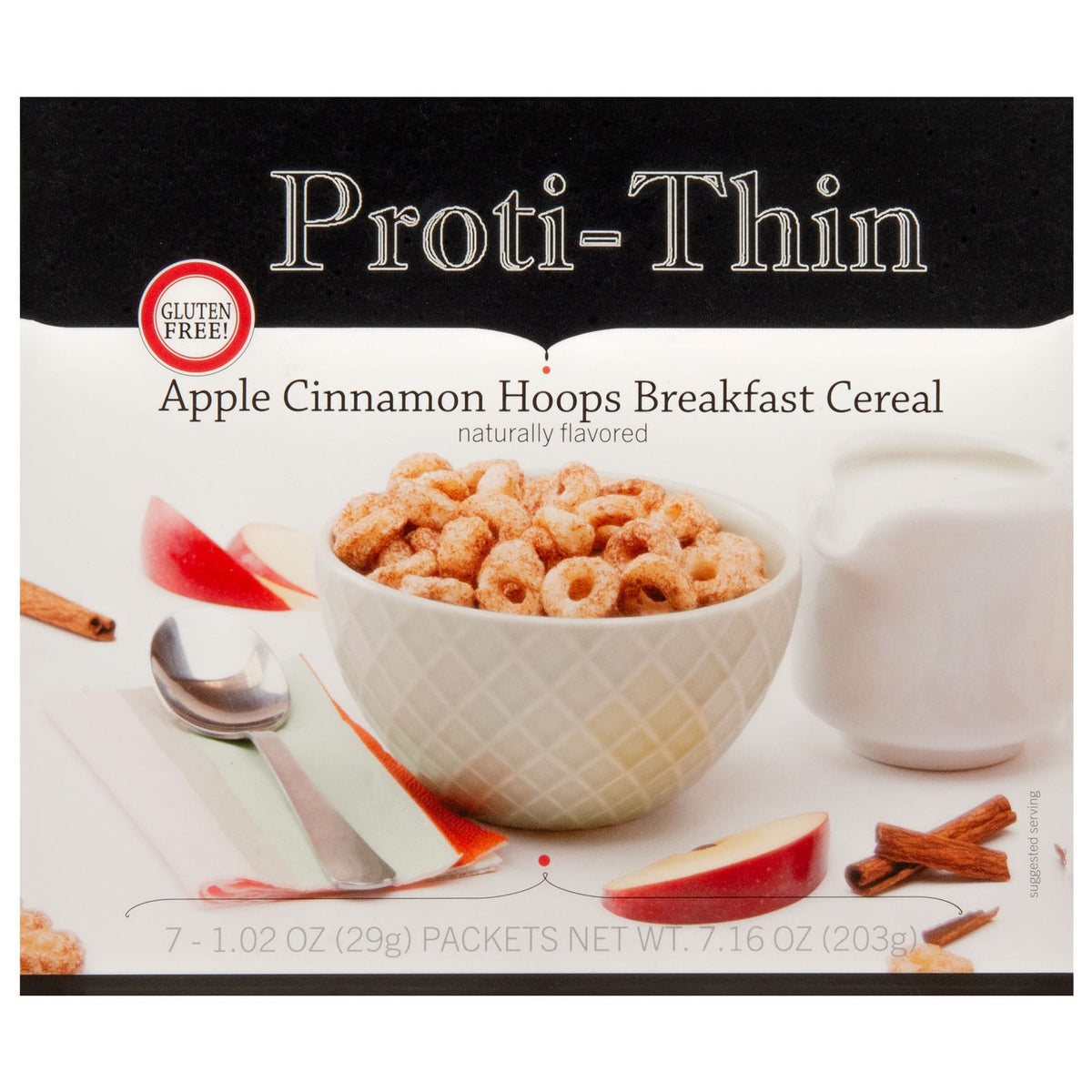 Proti-Thin Apple Cinnamon Hoops Breakfast Cereal - 7 Packets - Nashua Nutrition