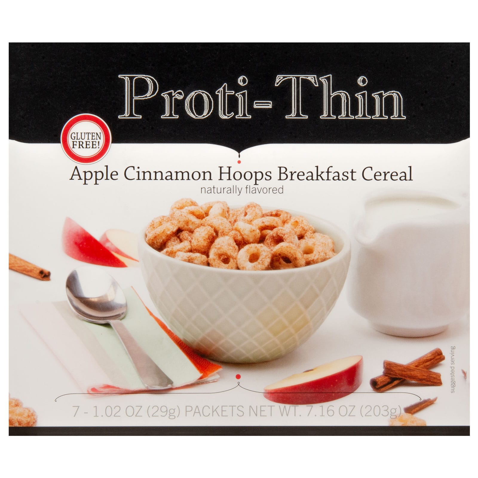 Proti-Thin Apple Cinnamon Hoops Breakfast Cereal - 7 Packets - Nashua Nutrition