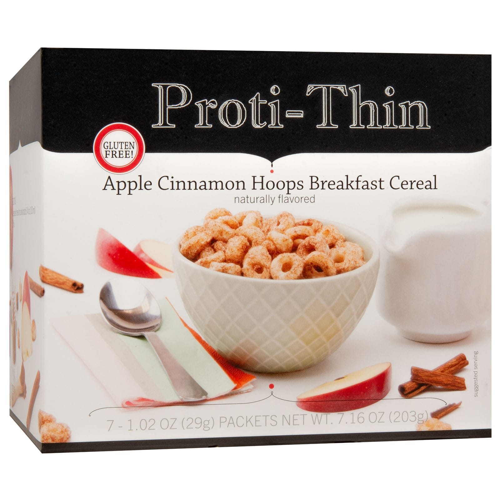 Proti-Thin Apple Cinnamon Hoops Breakfast Cereal - 7 Packets - Nashua Nutrition