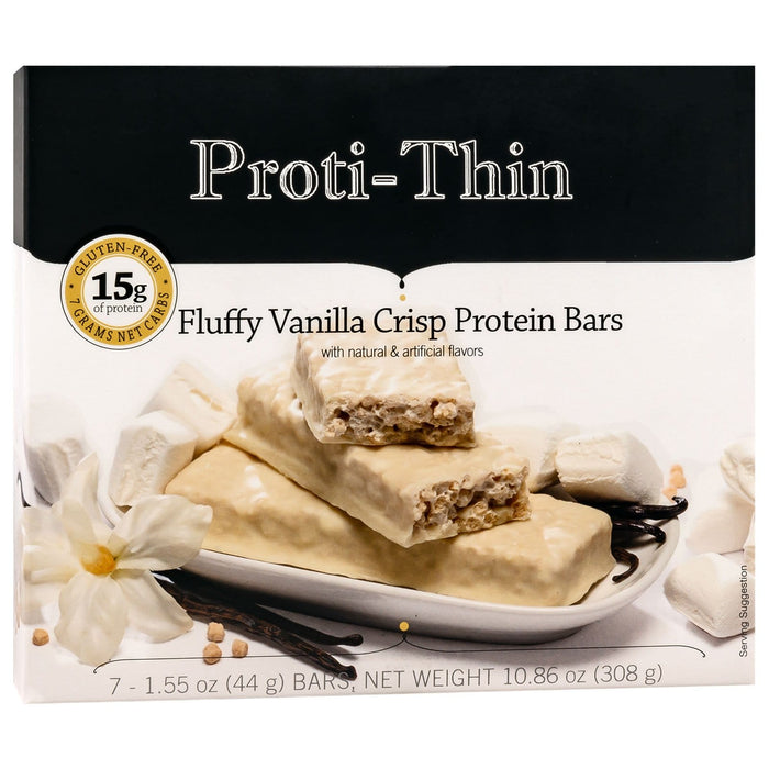 Proti-Thin Protein Bars VLC - Fluffy Vanilla Crisp, 7 Bars/Box