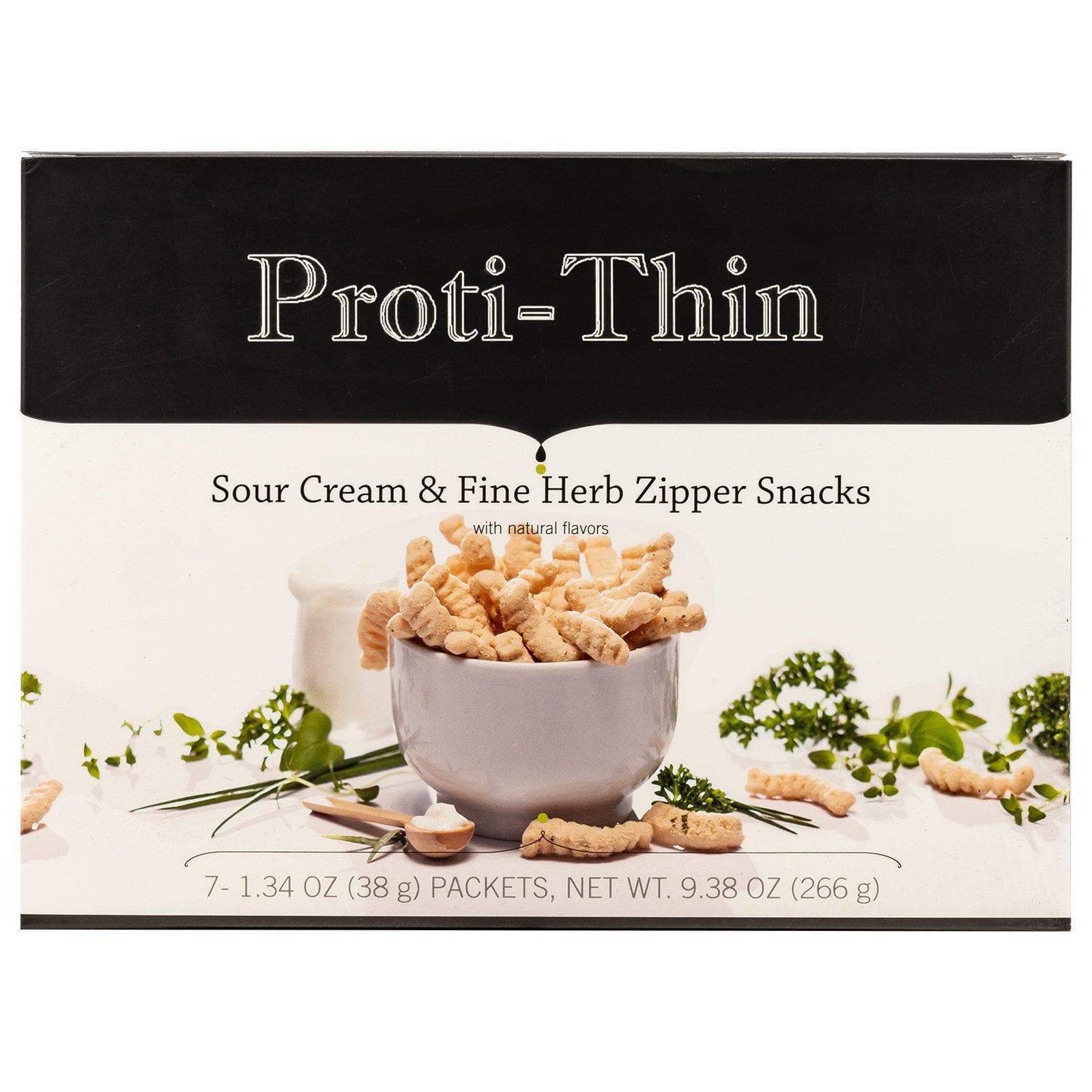 Proti-Thin Zipper Snacks - Sour Cream & Fine Herbs - 7/Box - Snacks & Desserts - Nashua Nutrition