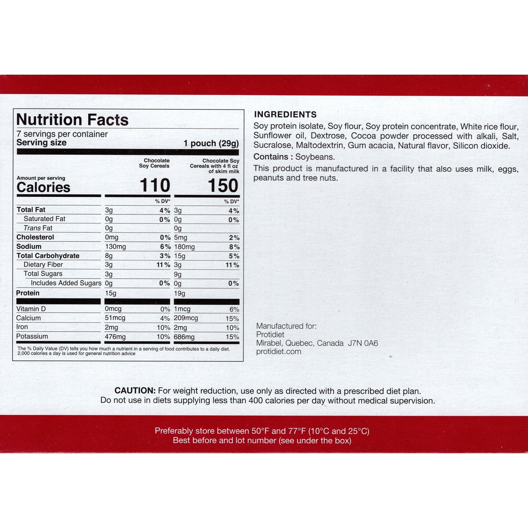 ProtiDiet Cereal - Chocolate Soy - 7/Box - Breakfast Items - Nashua Nutrition