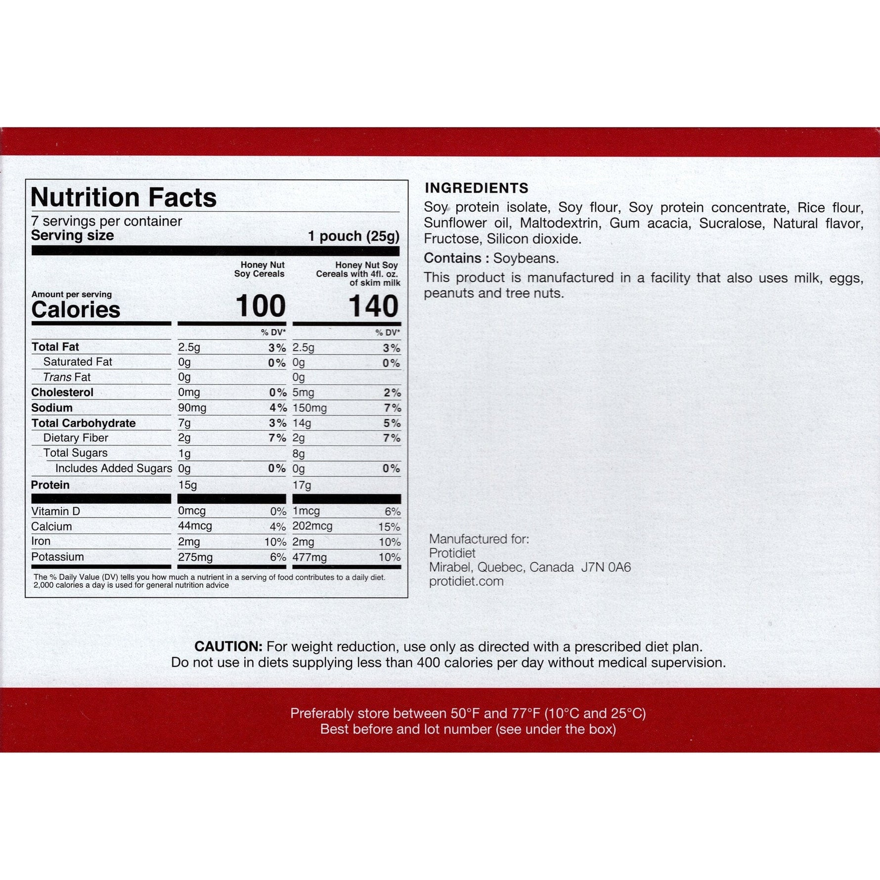 ProtiDiet Cereal - Honey Nut Soy - 7/Box - Breakfast Items - Nashua Nutrition