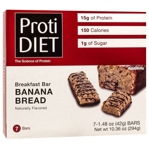 ProtiDiet Protein Bars - Banana Bread, 7 Bars/Box - Protein Bars - Nashua Nutrition