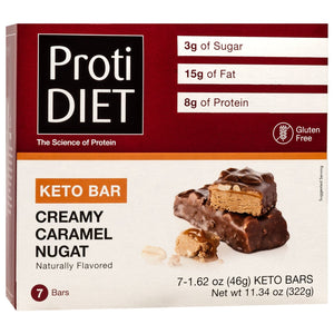 ProtiDiet Protein Bars - Keto Creamy Caramel Nougat, 7 Bars/Box - Protein Bars - Nashua Nutrition