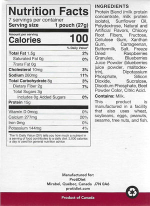 ProtiDiet Protein Shake - Berries & Cream - 7/Box - Nashua Nutrition
