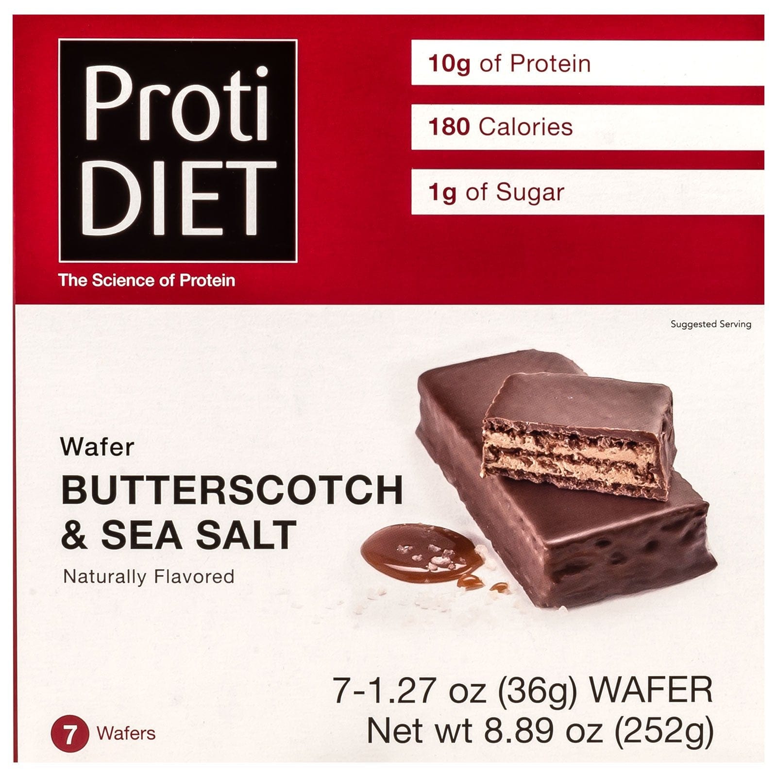 ProtiDiet Protein Wafer Bars - Butterscotch & Sea Salt, 7 Bars/Box - Protein Bars - Nashua Nutrition