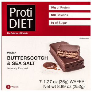 ProtiDiet Protein Wafer Bars - Butterscotch & Sea Salt, 7 Bars/Box - Protein Bars - Nashua Nutrition
