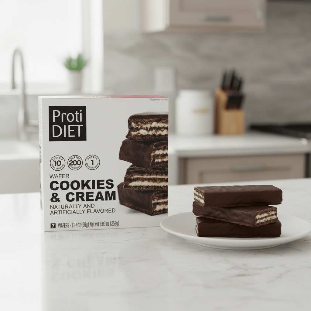ProtiDiet Protein Wafer Bars - Cookies and Cream, 7 Bars/Box - Nashua Nutrition