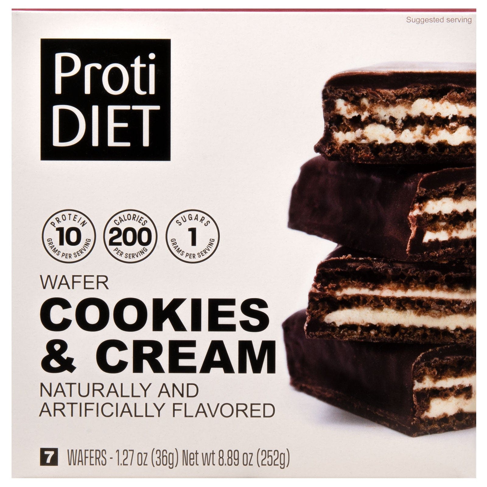 ProtiDiet Protein Wafer Bars | Cookies & Cream | 10g Protein | Low Sugar | 7 Bars/Box - Nashua Nutrition