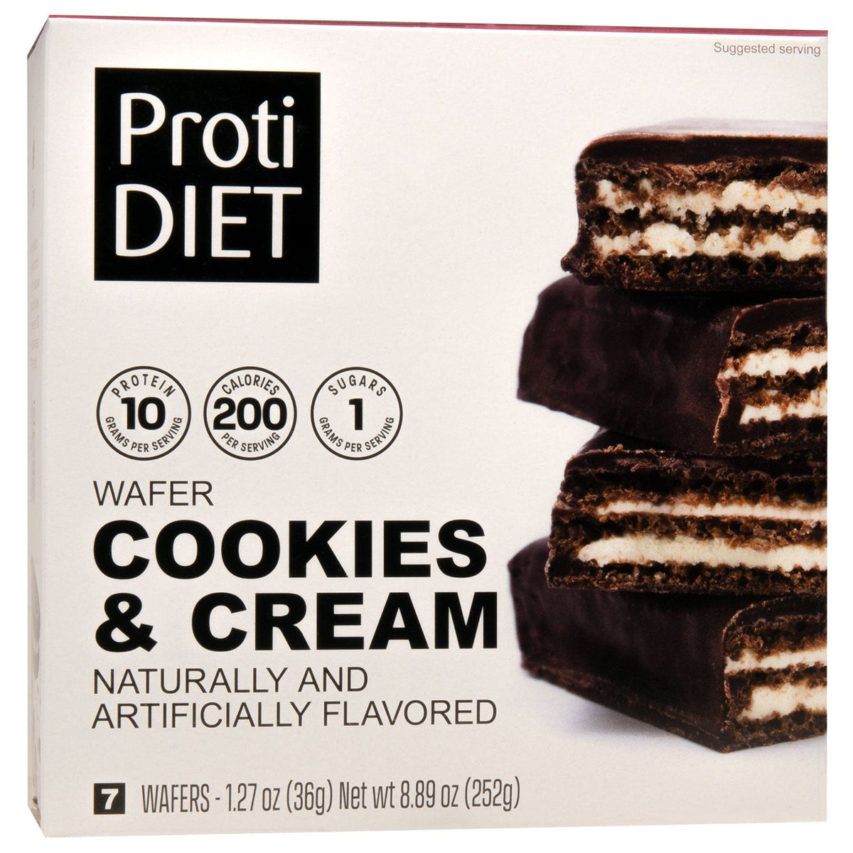 ProtiDiet Protein Wafer Bars | Cookies & Cream | 10g Protein | Low Sugar | 7 Bars/Box - Nashua Nutrition