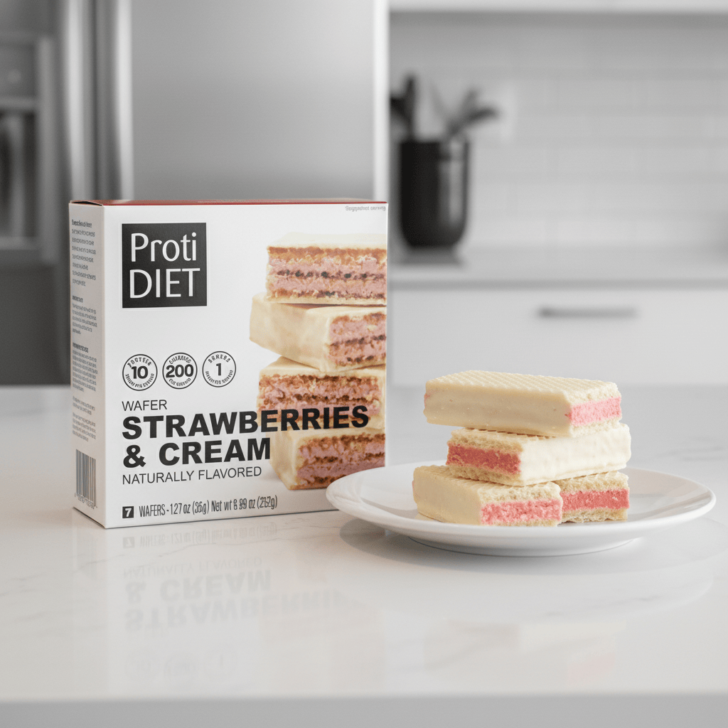 ProtiDiet Protein Wafer Bars - Strawberries and Cream, 7 Bars/Box - Nashua Nutrition