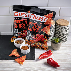 Quest Nutrition - Tortilla Protein Chips - Hot & Spicy - Box of 8 - Snacks & Desserts - Nashua Nutrition
