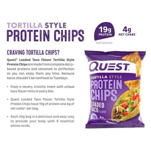 Quest Nutrition - Tortilla Protein Chips - Loaded Taco - 1 Bag - Snacks & Desserts - Nashua Nutrition