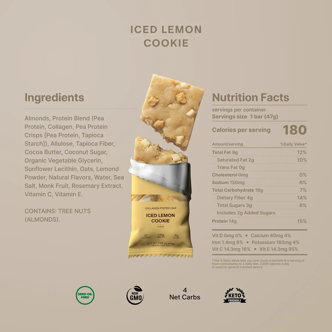 Stars and Honey Protein Bar |  Iced Lemon Cookie | 1 Bar or Box of 10 - Nashua Nutrition
