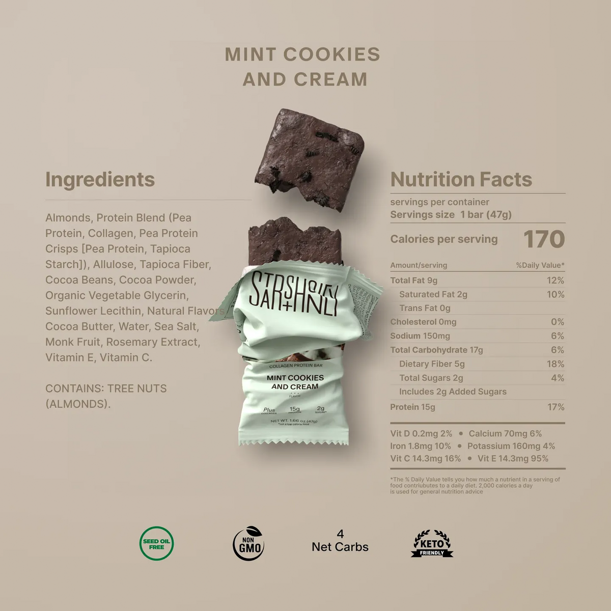 Stars and Honey Protein Bar - Mint Cookies and Cream - Nashua Nutrition