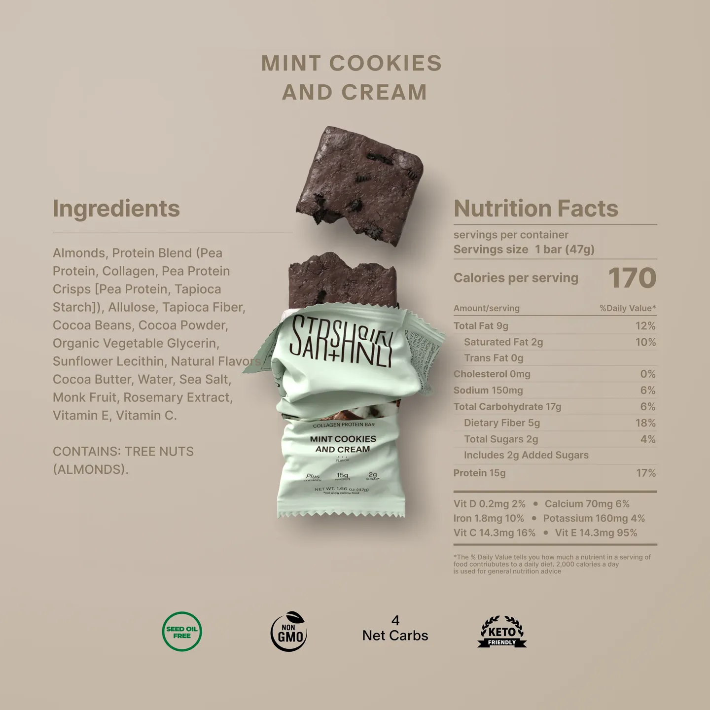 Stars and Honey Protein Bar - Mint Cookies and Cream - Nashua Nutrition