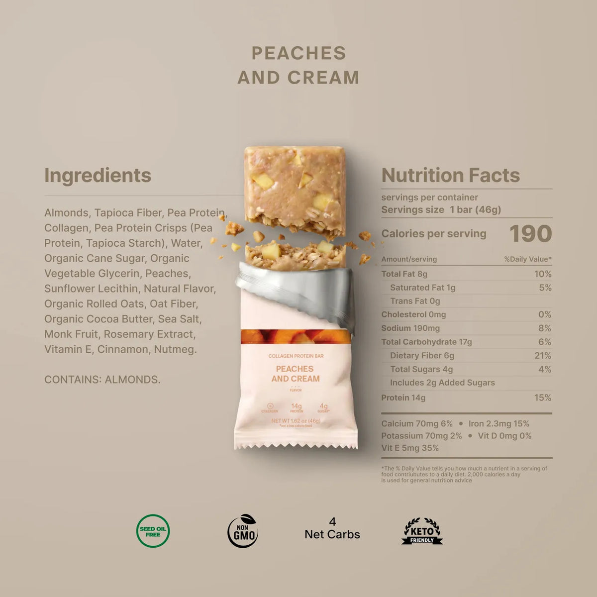 Stars and Honey Protein Bar - Peaches and Cream - Nashua Nutrition