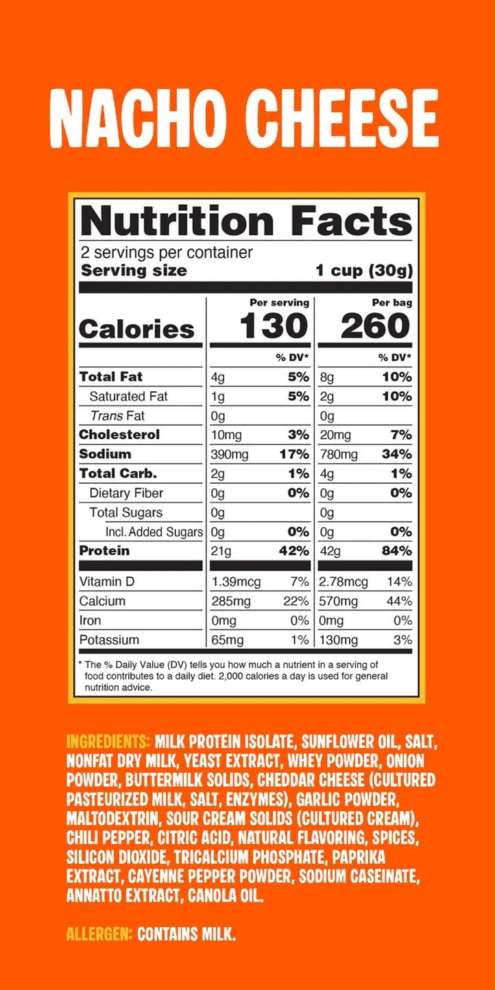 Twin Peaks Ingredients - Protein Puffs - Nacho Cheese - 2 Serving Bag - Nashua Nutrition