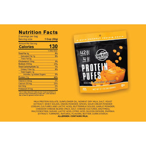 Twin Peaks Ingredients - Protein Puffs - Nacho Cheese - 2 Serving Bag - Snacks & Desserts - Nashua Nutrition
