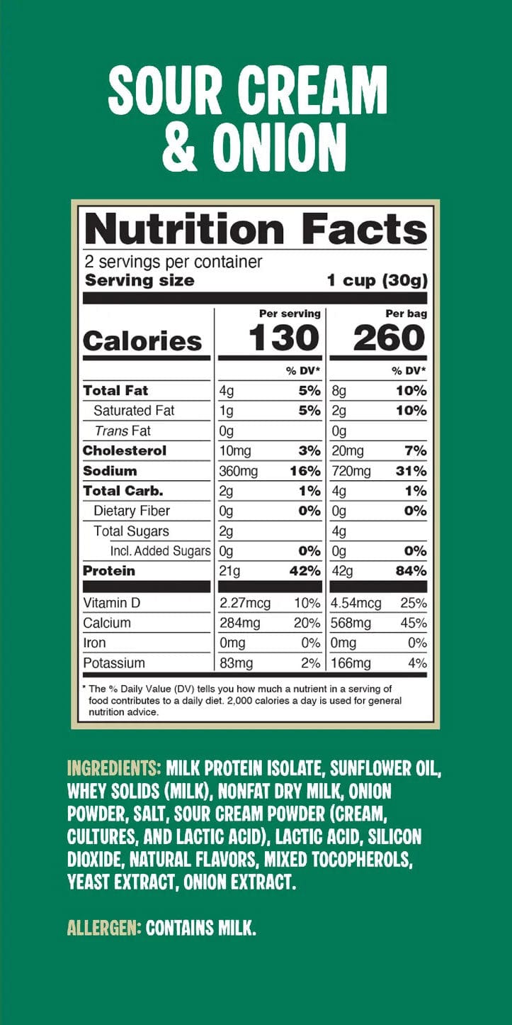 Twin Peaks Ingredients - Protein Puffs - Sour Cream & Onion - 2 Serving Bag - Nashua Nutrition