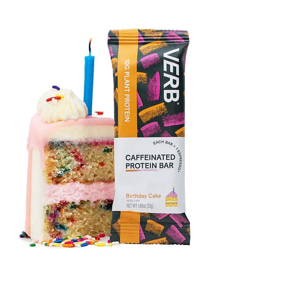 Verb - Caffeinated Protein Bar - Birthday Cake (1 Bar or 12/Box) - Nashua Nutrition
