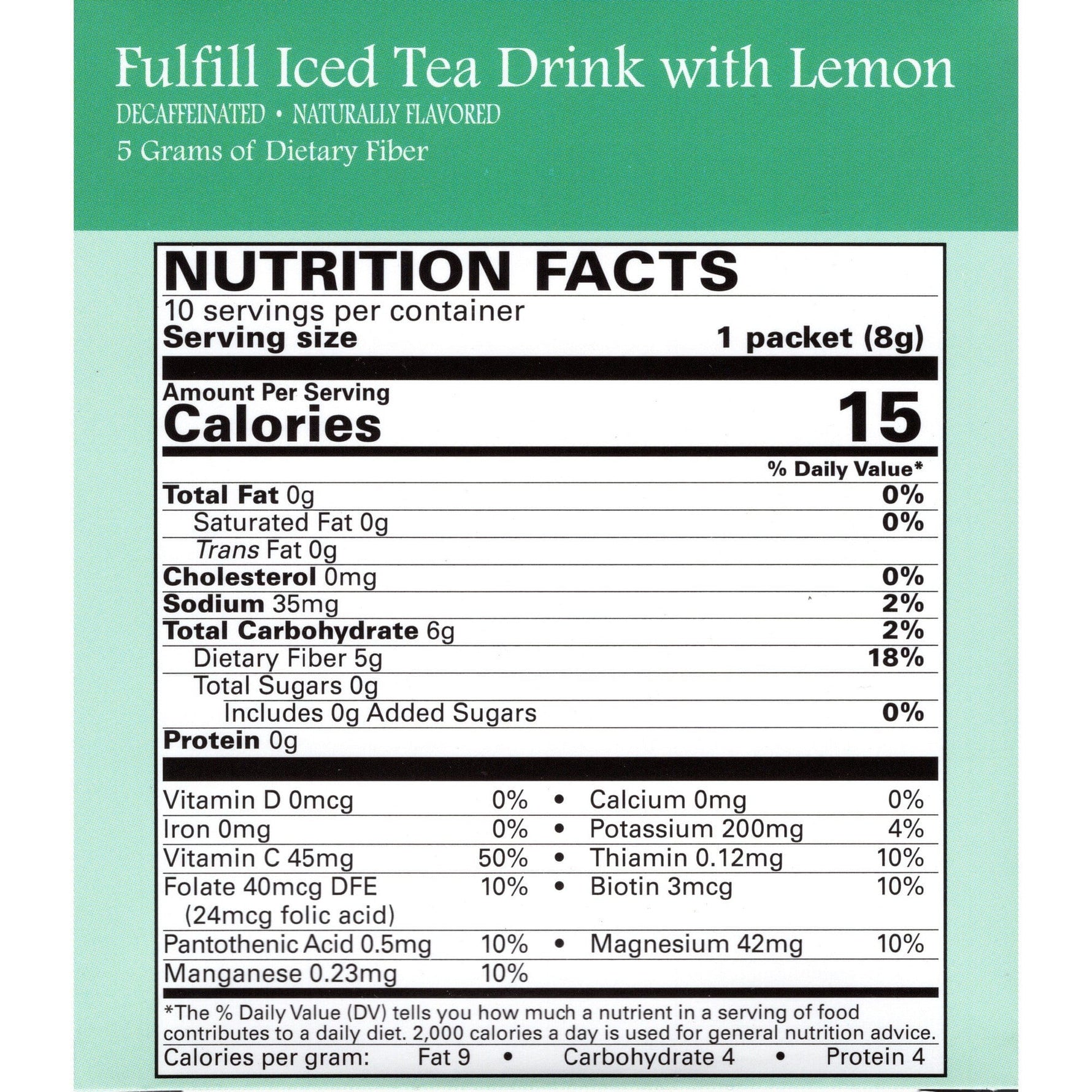 Weight Loss Systems Fiber Drink - Iced Tea with Lemon - 10/Box - Fiber Items - Nashua Nutrition