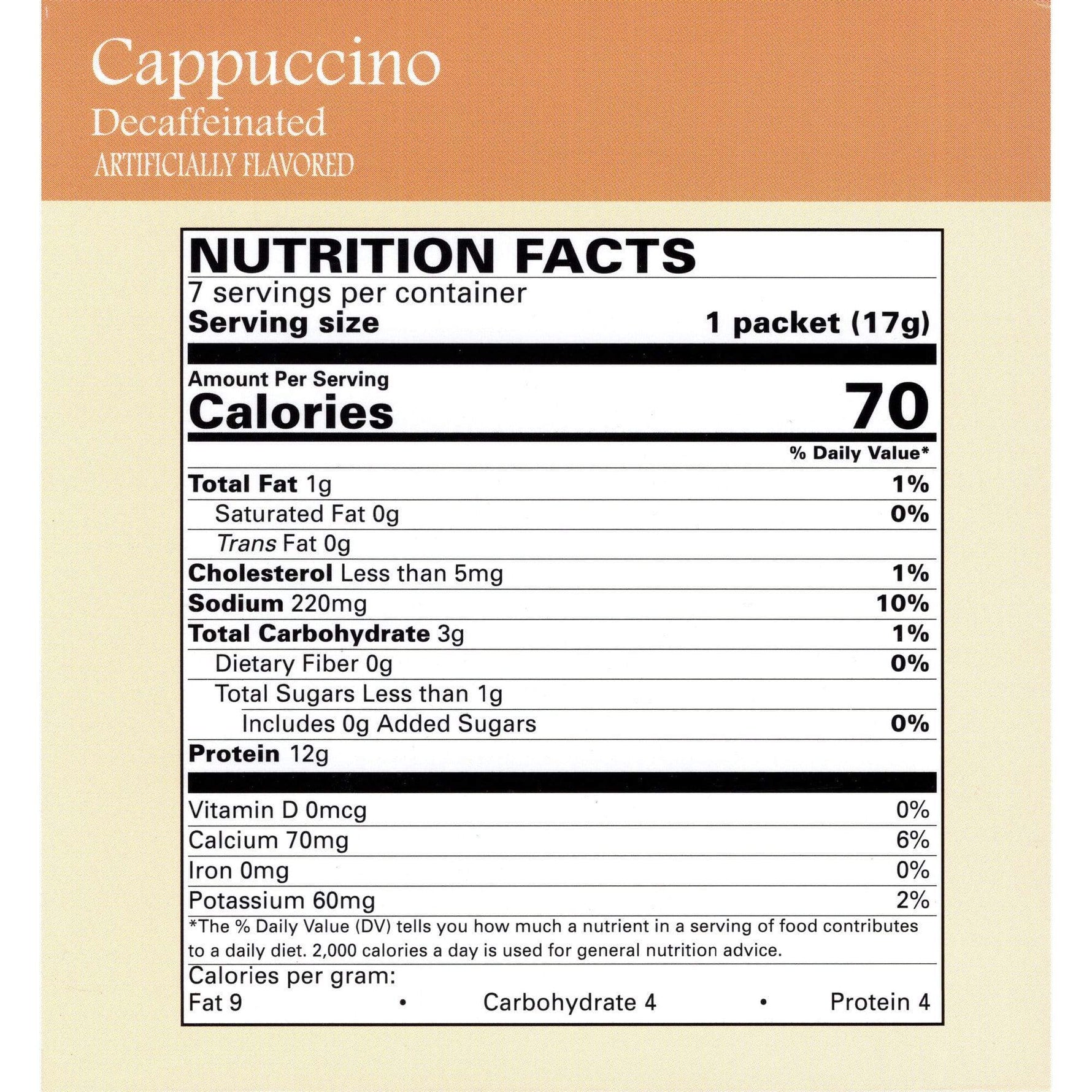 Weight Loss Systems Hot Drinks - Cappuccino Decaffeinated - 7/Box - Hot Drinks - Nashua Nutrition