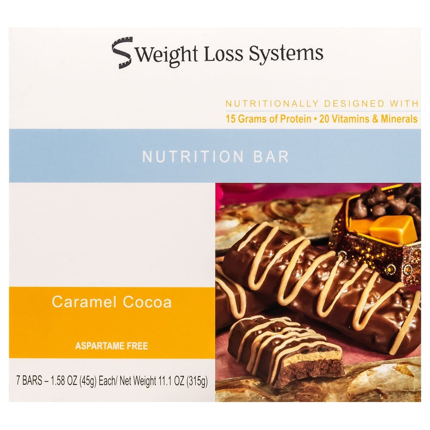 Weight Loss Systems Protein Bar | Caramel Cocoa | 15g Protein | Box of 7