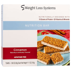 Weight Loss Systems Protein Bars - Cinnamon, 7 Bars/Box - Protein Bars - Nashua Nutrition