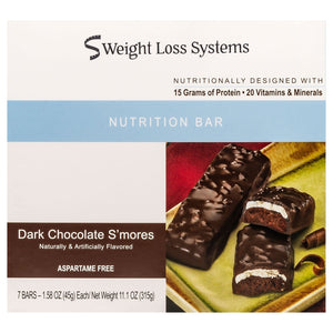 Weight Loss Systems Protein Bars - Dark Chocolate S'Mores, 7 Bars/Box - Protein Bars - Nashua Nutrition