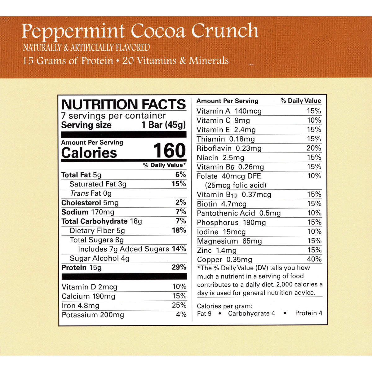 Weight Loss Systems Protein Bars - Peppermint Cocoa Crunch, 7 Bars/Box - Protein Bars - Nashua Nutrition