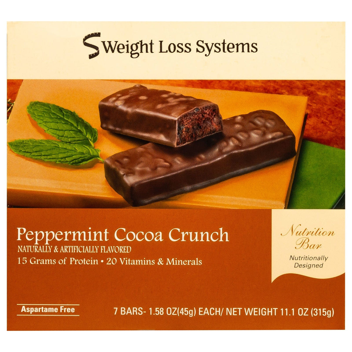 Weight Loss Systems Protein Bars - Peppermint Cocoa Crunch, 7 Bars/Box - Protein Bars - Nashua Nutrition