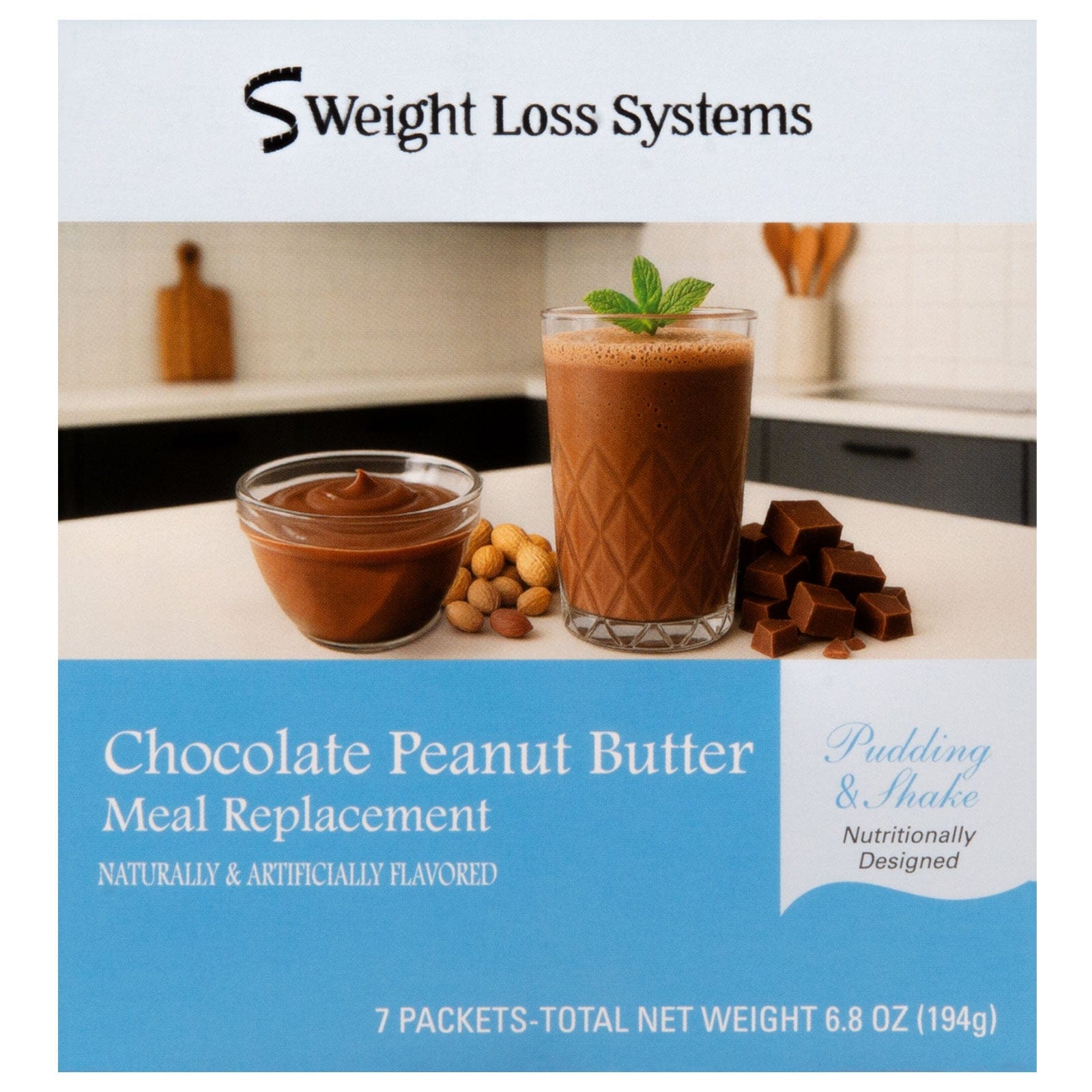Weight Loss Systems Pudding and Shake - Chocolate Peanut Butter - 7/Box - Nashua Nutrition