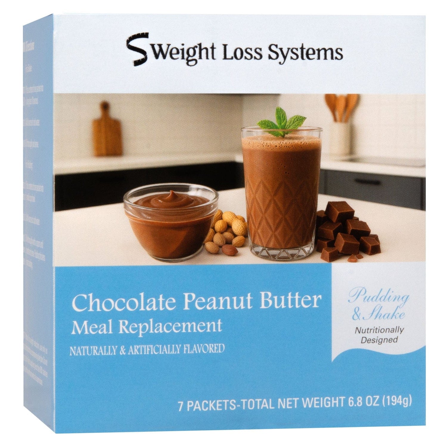Weight Loss Systems Pudding and Shake - Chocolate Peanut Butter - 7/Box - Nashua Nutrition