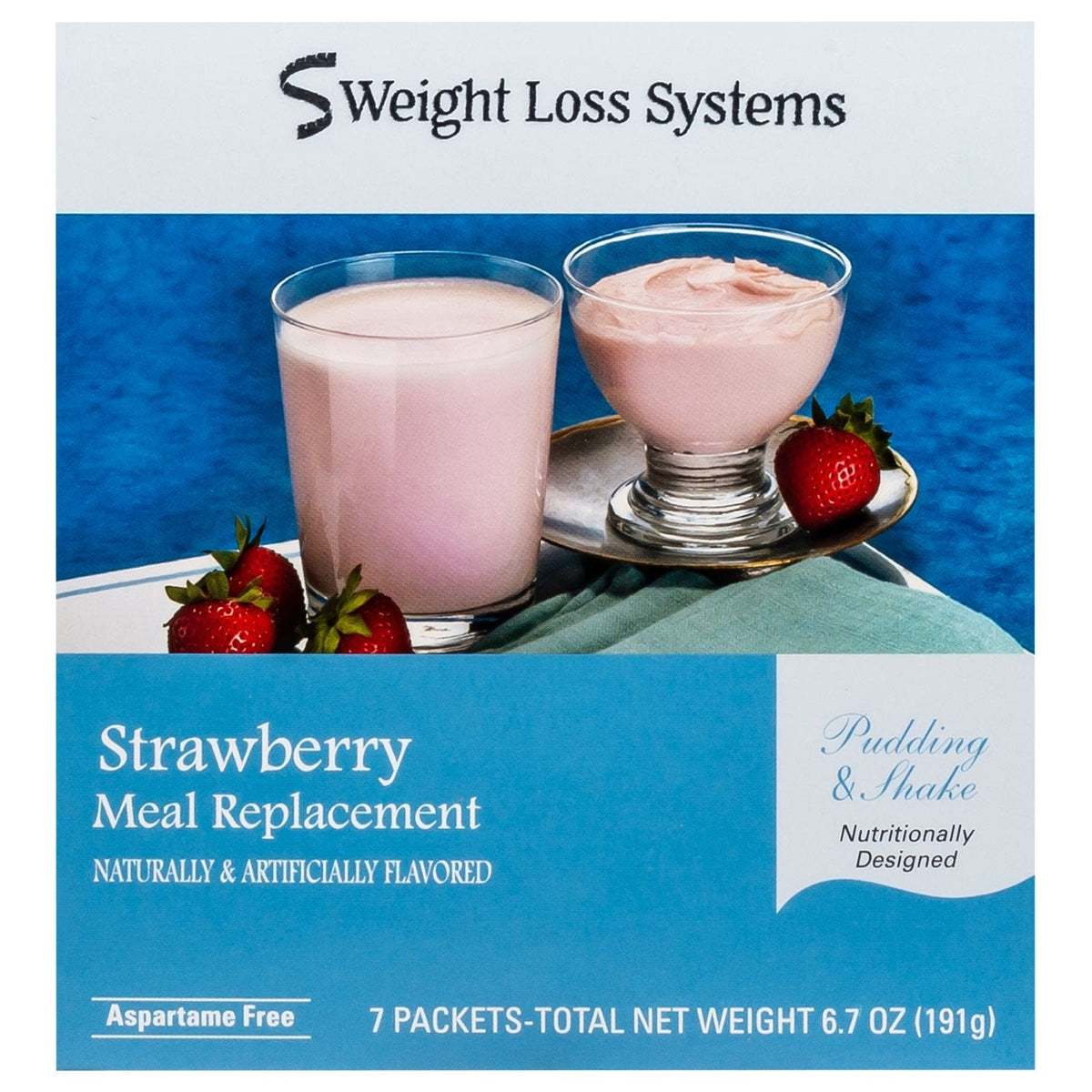 Weight Loss Systems Pudding & Shake - Strawberry - Aspartame Free - 7/Box - Shake & Puddings - Nashua Nutrition