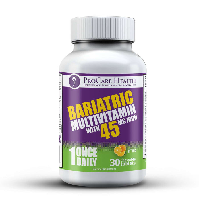 ProCare Health - Bariatric Multivitamin Chewable - 45mg Iron - Citrus - 1 Once Daily - 30ct Bottle
